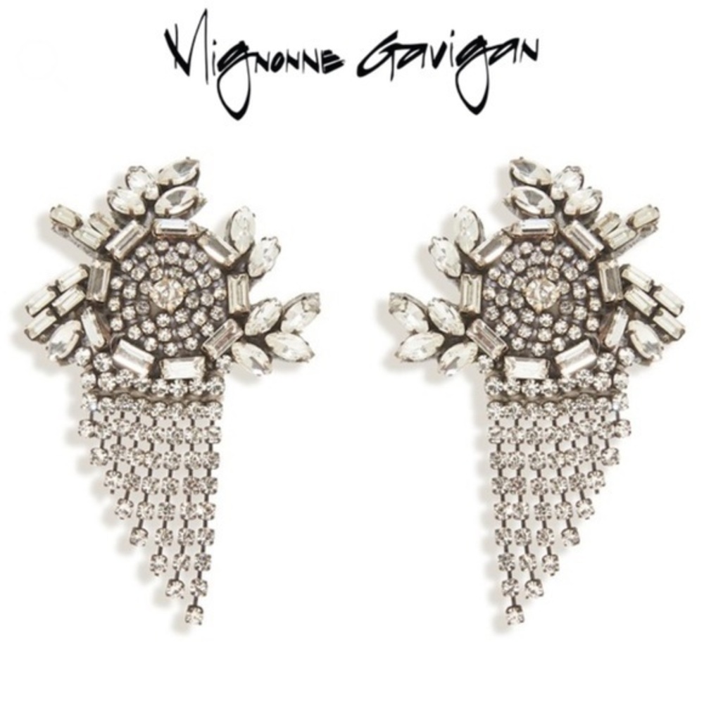 Mignonne Gavigan Embellished Nadya Earrings in Silver NWT
